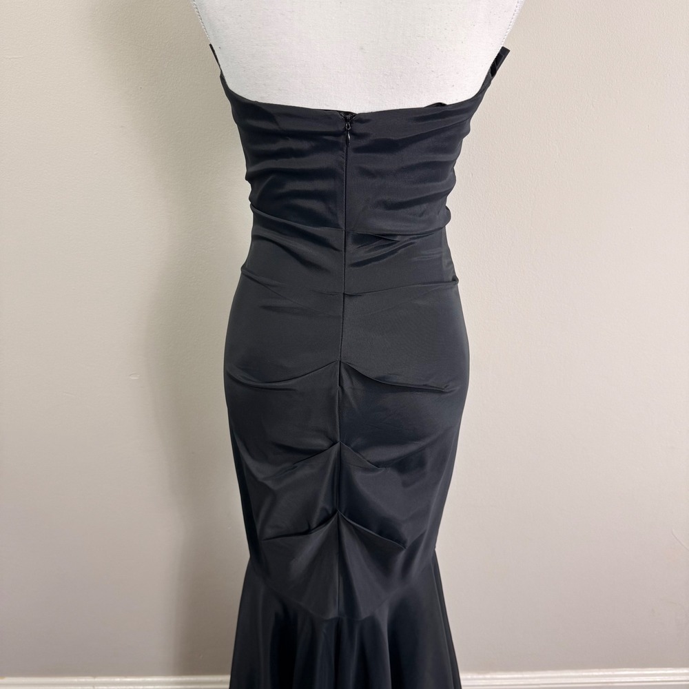 Cache Black Strapless Mermaid Gown Pleated Bustier Ruched Formal Evening Dress 4 - Picture 11 of 11